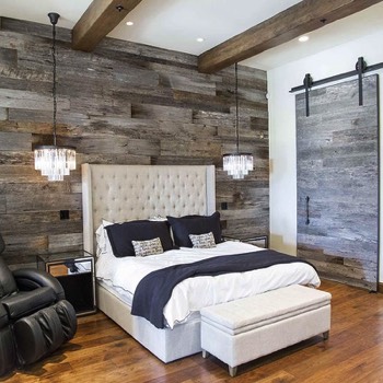 Grey barn wood claddings for wall decoration